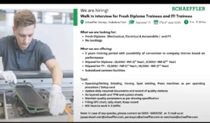Schaeffler India Recruitment 2025: Walk-in for ITI & Diploma Freshers – High Salary + Free Canteen Schaeffler Vadodara Recruitment 2025