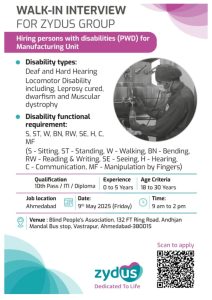 Zydus Recruitment 2025 | Walk-in Interview for 10th Pass, ITI, or Diploma