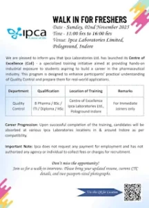 Ipca Laboratories Job Recruitment 2025 Ipca Laboratories Job Recruitment 2025